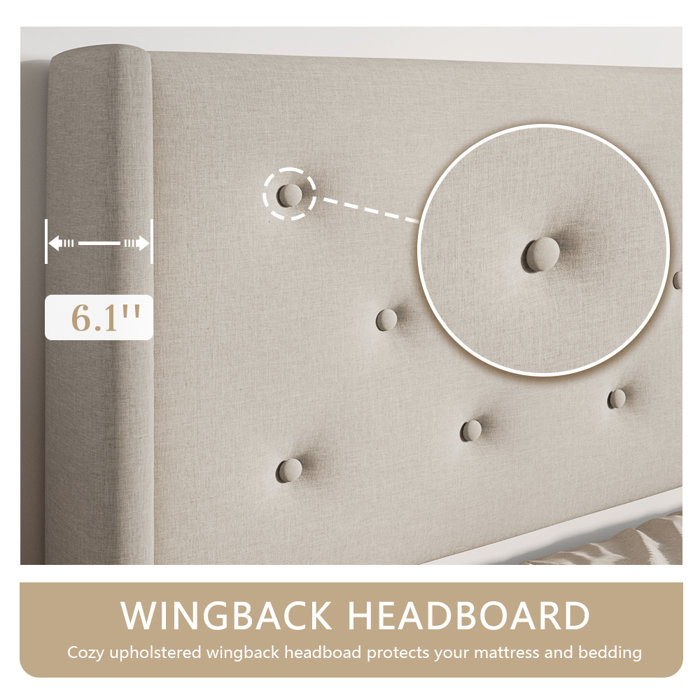 Lark Manor Albertien Lift Up Wingback Upholstered Platform Bed & Reviews Wayfair